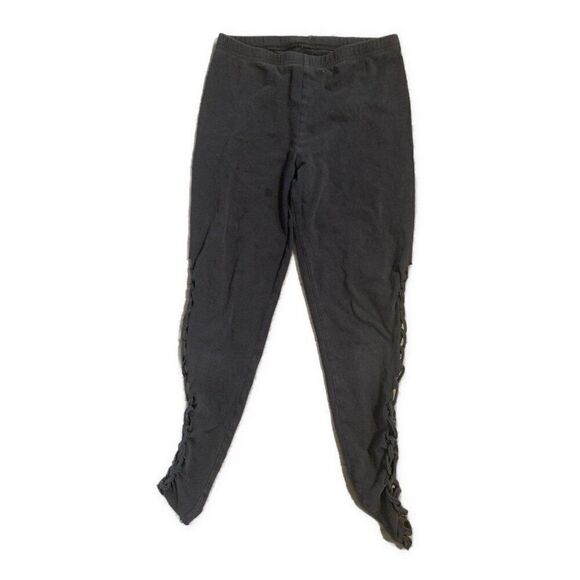 American Apparel Womens Solid Black Side Lace Up Leggings Small - Picture 1 of 6